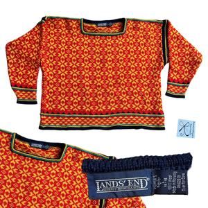 Lands' End Made in Norway 100% Wool Boxy Sweater Sz L